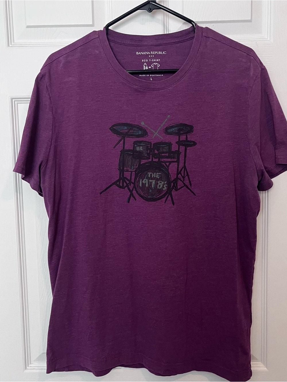 Banana Republic Dark Purple Drum Graphic ECO T-Shirt Large Shirt Drum Set